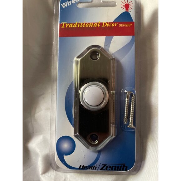 Heath/Zenith Wired Lighted Pewter Finish Doorbell Push Button 923-C - Picture 8 of 15